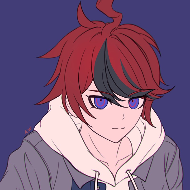 1boy, ahoge, arthasw, black_hair, blue_background, blue_eyes, chinese_commentary, closed_mouth