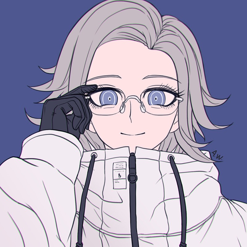 1boy, adjusting_eyewear, aotsuki_eito, arthasw, black_gloves, blue_background, blue_eyes, chinese_commentary