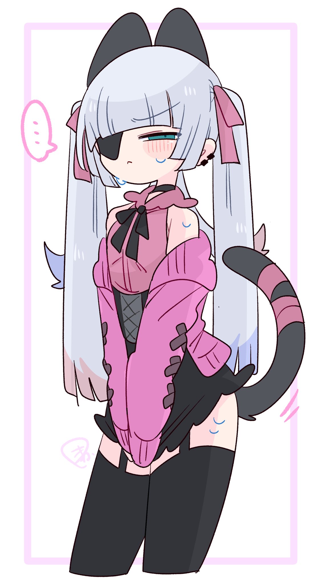 ..., 1boy, animal_ears, armpit_crease, bare_shoulders, black_choker, black_corset, black_skirt