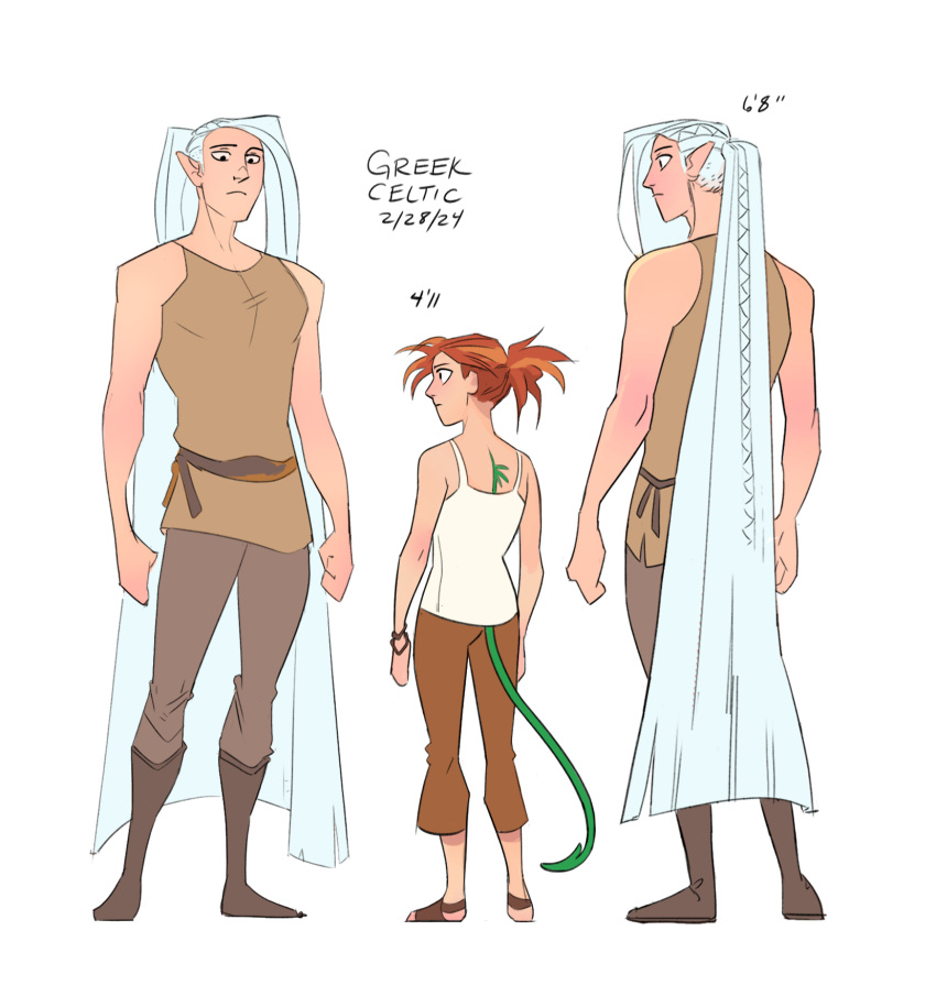 1boy, 1girl, boots, bracelet, braid, brown_boots, brown_pants, brown_sandals
