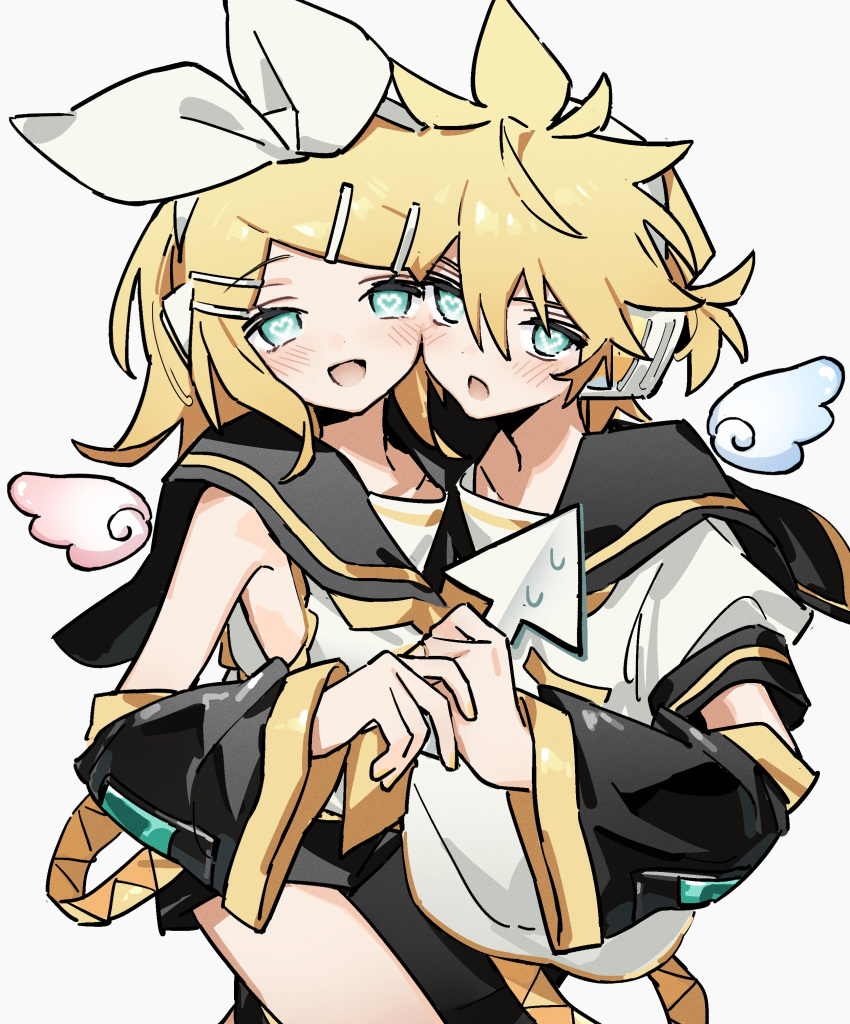 1boy, 1girl, absurdres, aqua_eyes, arrow_(projectile), black_sailor_collar, black_shorts, black_sleeves