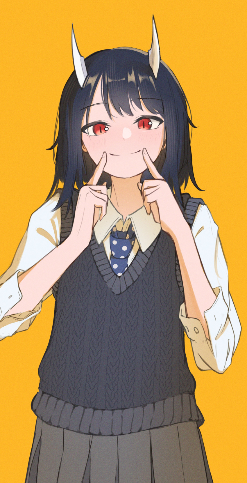 1girl, absurdres, aoki_ruri, blue_hair, blue_necktie, blush, collared_shirt, dragon_girl