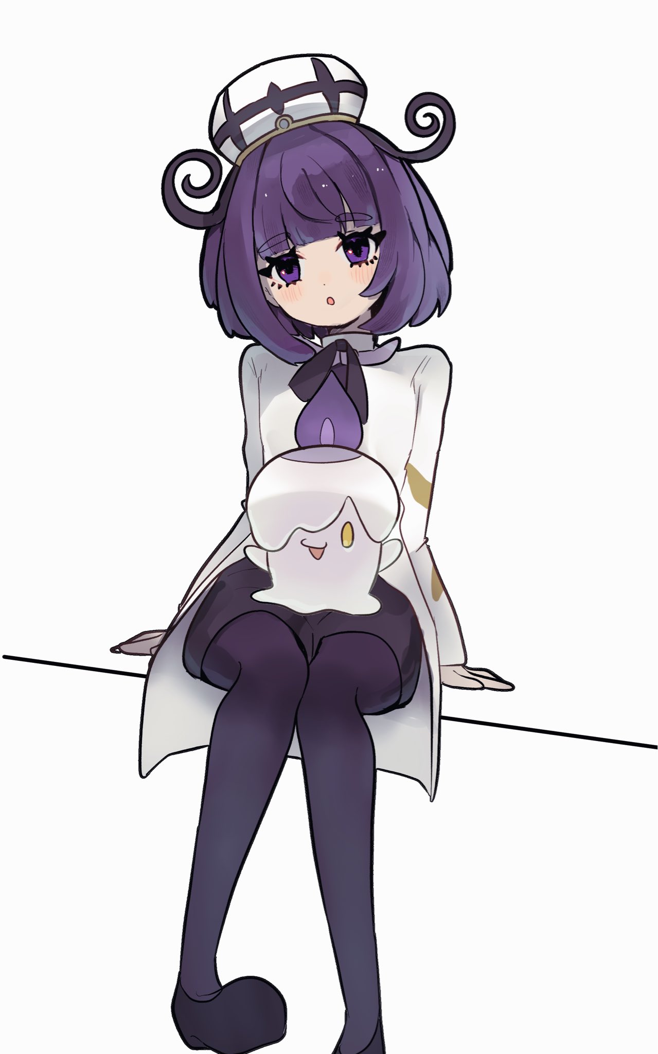 1girl, :o, blunt_bangs, bob_cut, coat, eyelashes, full_body, gwynn_(pokemon)