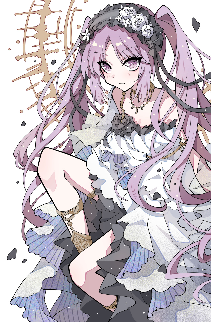 1girl, absurdres, bare_shoulders, black_hairband, chinese_commentary, commentary, dress, euryale_(fate)