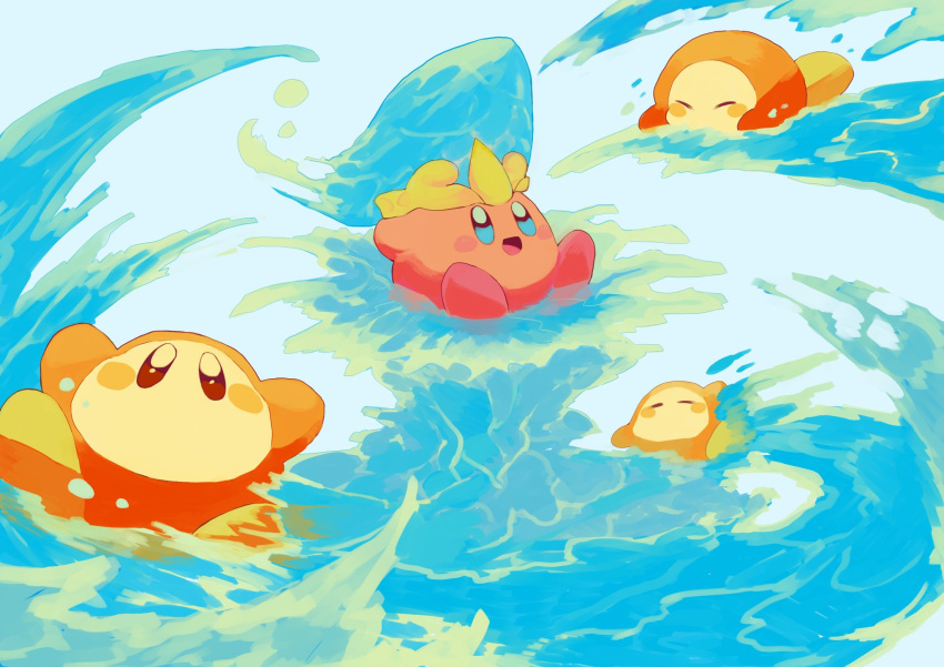 :d, blue_eyes, blush_stickers, closed_eyes, copy_ability, hat, highres, kirby