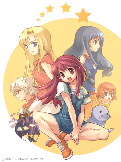 3boys, 4girls, :d, :o, archived_source, artist_name, bad_link, bead_necklace