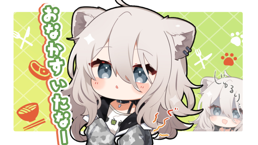 1girl, :d, animal_ear_piercing, animal_ears, black_choker, blue_eyes, blush, choker