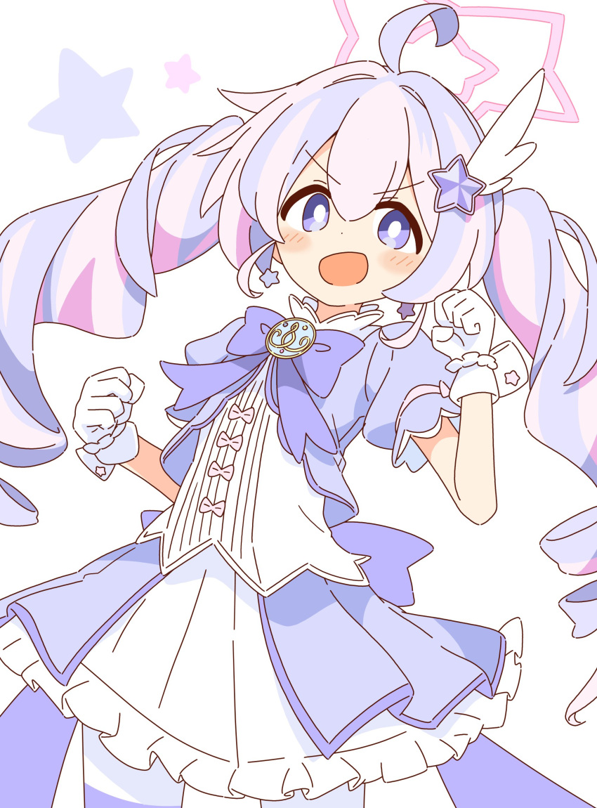 1girl, :d, absurdres, ahoge, blue_archive, blush, bow, bowtie