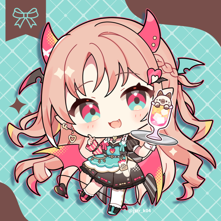 1girl, :3, :d, absurdres, apron, black_shoes, blue_eyes, blush