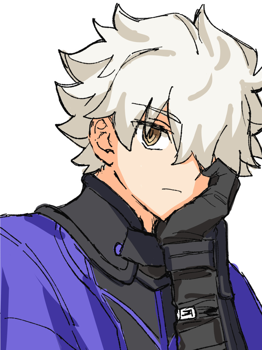 1boy, armor, black_armor, brown_eyes, capelet, chickenuma_0, closed_mouth, commentary_request