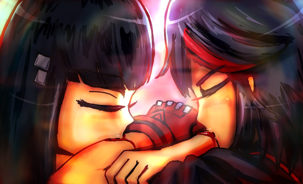 black_hair, blood, bloom, closed_eyes, commentary, commentary_request, kill_la_kill, kiryuuin_satsuki