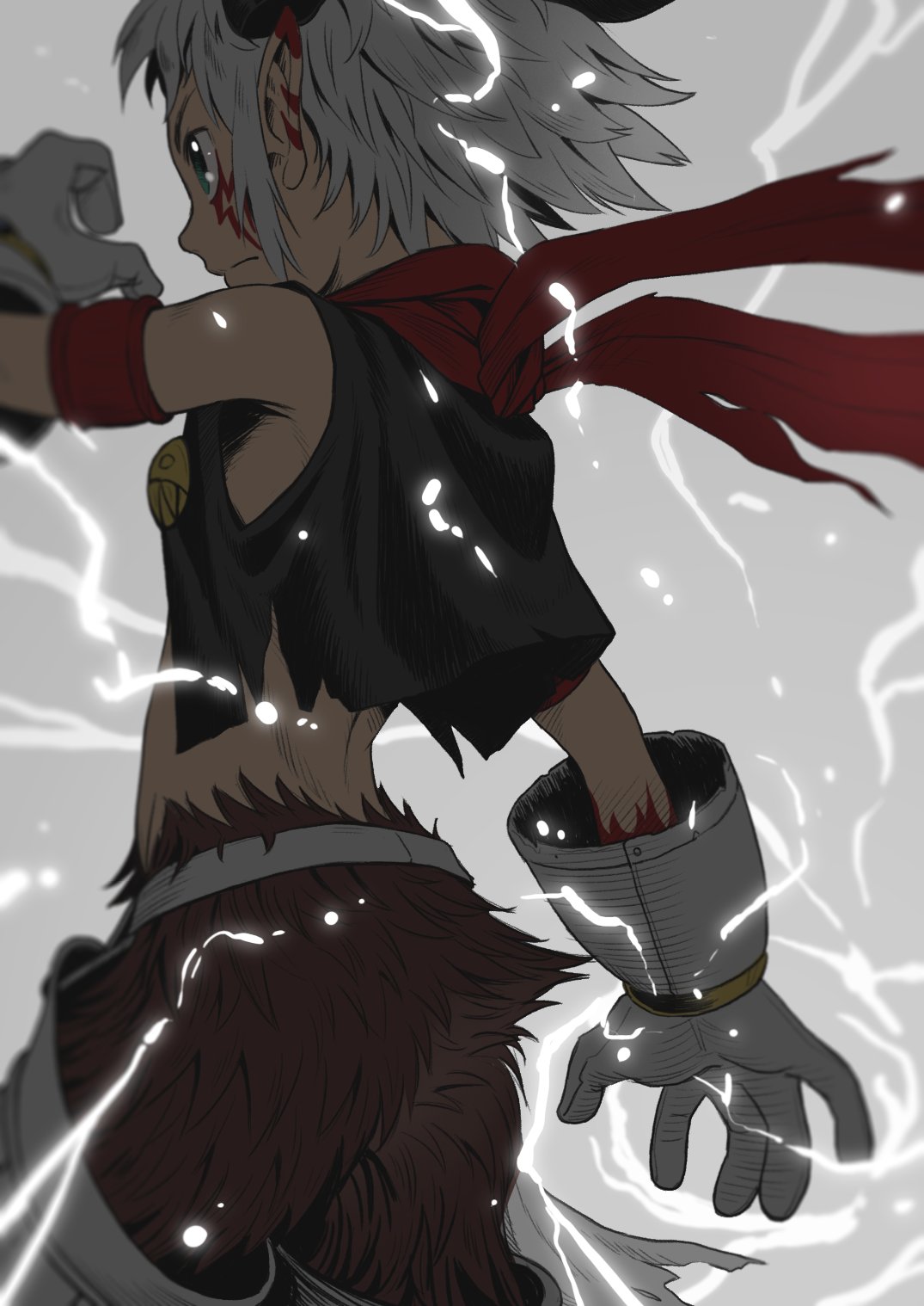 1boy, aegiomon, animal_legs, black_vest, body_fur, brown_fur, digimon, digimon_(creature)