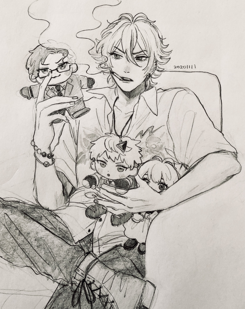 1boy, :3, :o, absurdres, ankle_boots, antenna_hair, aohitsugi_nemu, aohitsugi_samatoki