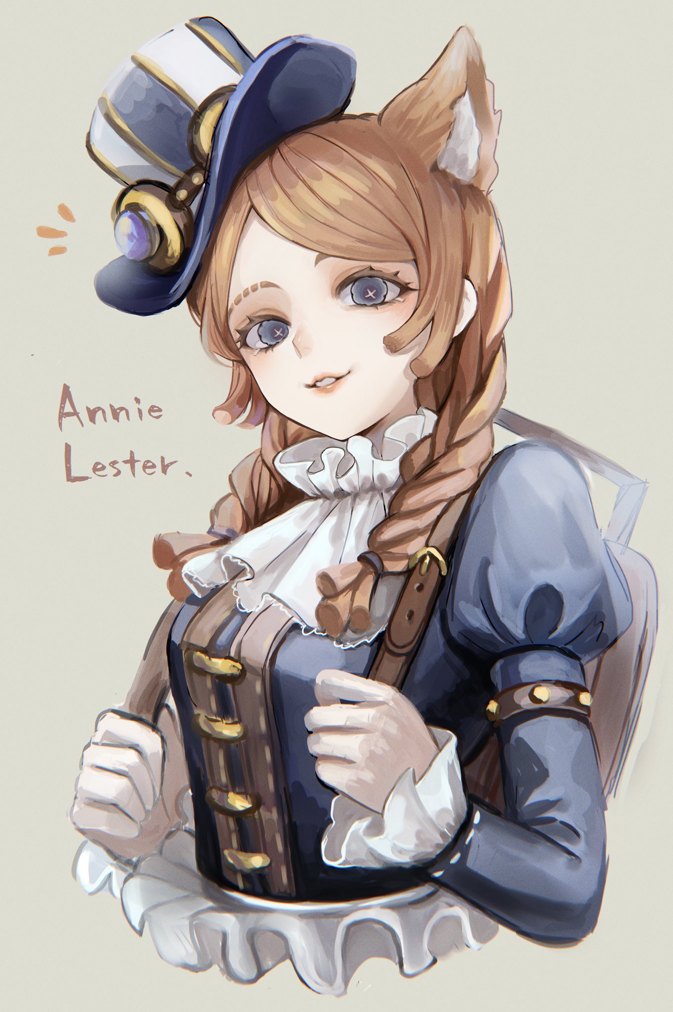 !_(rsa_yuhr), 1girl, anne_lester, anne_lester_(paper_wings), ascot, blue_eyes, blue_shirt, braid