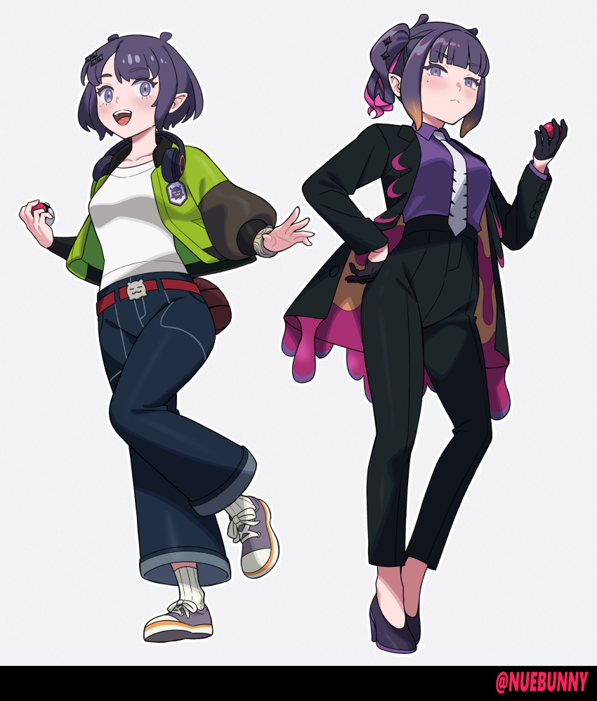 1girl, :d, absurdres, belt, black_coat, black_gloves, black_pants, blunt_bangs