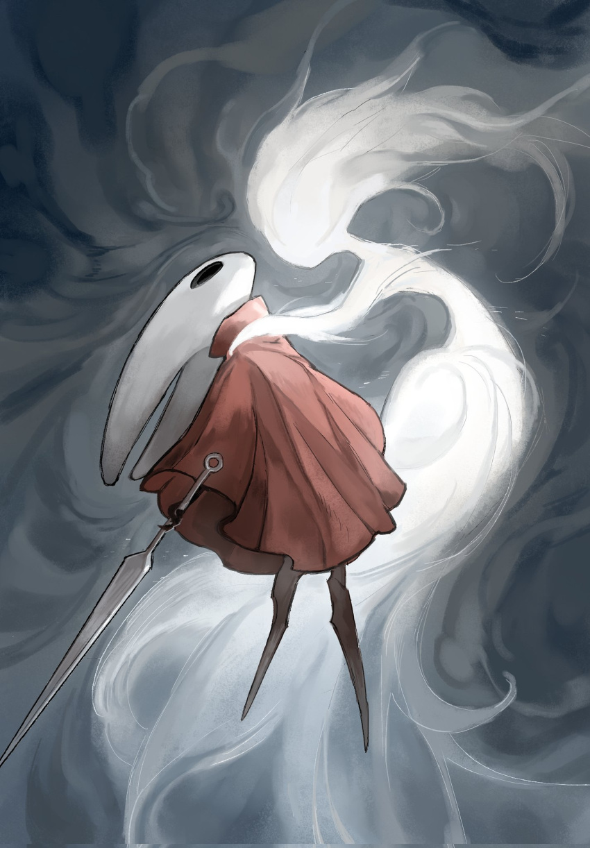 2girls, arthropod_girl, black_eyes, black_skin, cloak, colored_skin, darkdog, full_body