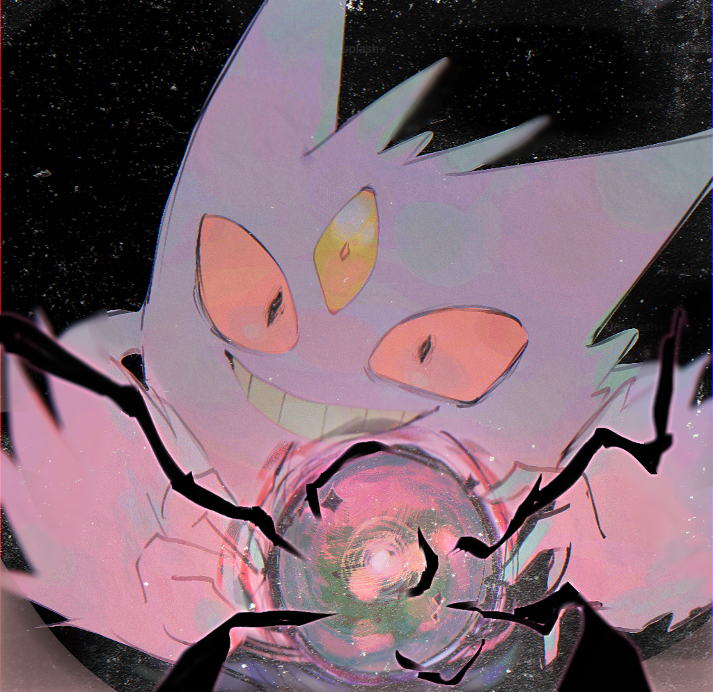 animal_focus, black_background, black_eyes, colored_sclera, commentary, constricted_pupils, energy_ball, english_text