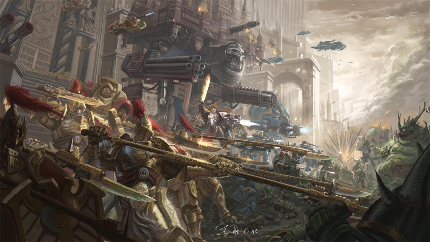 6+boys, adeptus_astartes, adeptus_custodes, armor, battle, blue_armor, chaos_space_marine, death_guard