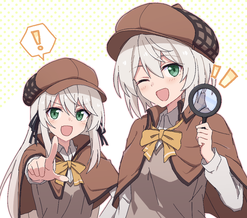 !, 2girls, :d, ;d, amnesia_(majo_no_tabitabi), avilia_(majo_no_tabitabi), blush, bow