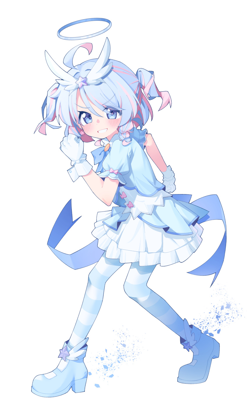 1girl, absurdres, ahoge, alternate_costume, alternate_hairstyle, arona_(blue_archive), blue_archive, blue_boots
