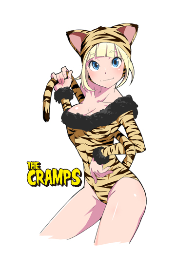 animal_costume, animal_hat, blonde_hair, blue_eyes, cat_hat, hat, holding_own_tail, kittysuit