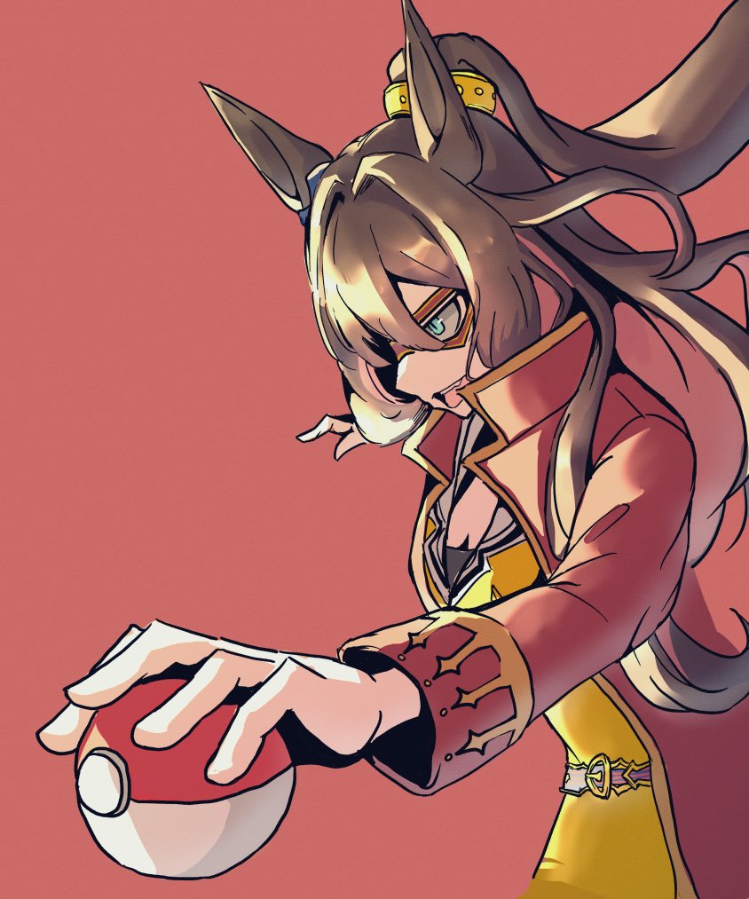 1girl, animal_ears, blue_eyes, breasts, brown_hair, coat, domino_mask, el_condor_pasa_(el_numero_1)_(umamusume)