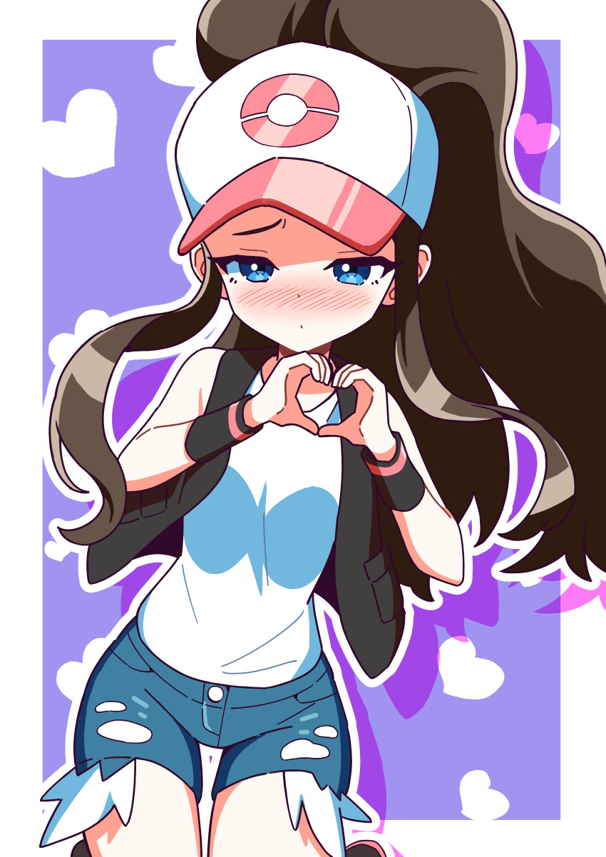 1girl, absurdres, black_vest, blue_eyes, blush, border, brown_hair, closed_mouth
