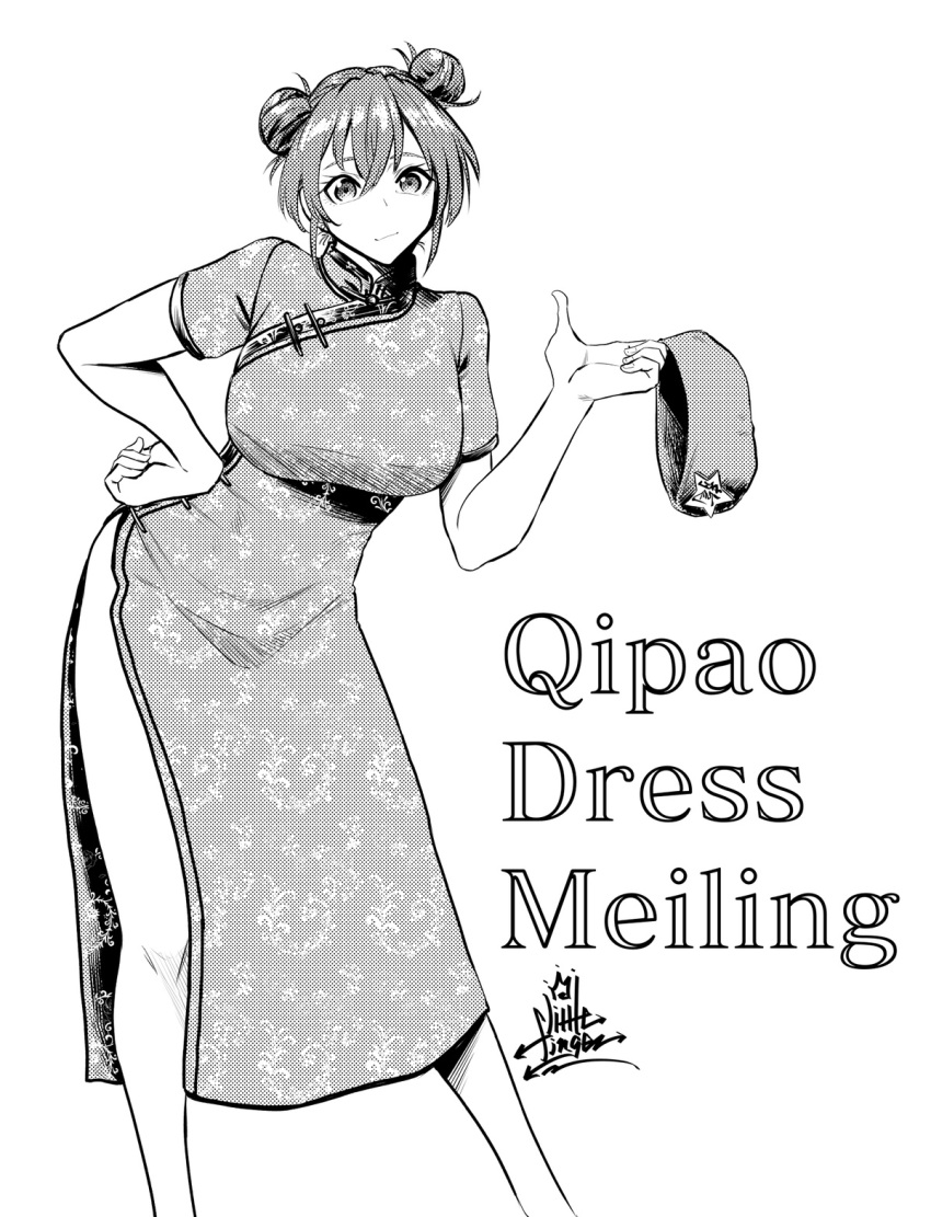 1girl, alternate_costume, alternate_hairstyle, beret, china_dress, chinese_clothes, double_bun, dress
