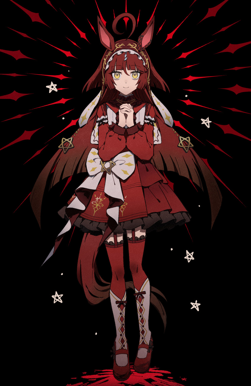 1girl, ahoge, breasts, brown_hair, closed_mouth, commentary_request, full_body, hair_between_eyes