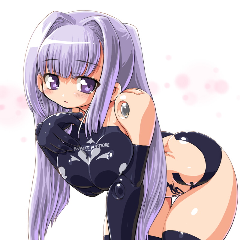 ass, busou_shinki, butt_crack, dd_(artist), doll_joints, elbow_gloves, gloves, hair_intakes, long_hair, purple_eyes, purple_hair, sharatang, solo, thigh-highs, thighhighs, violet_eyes