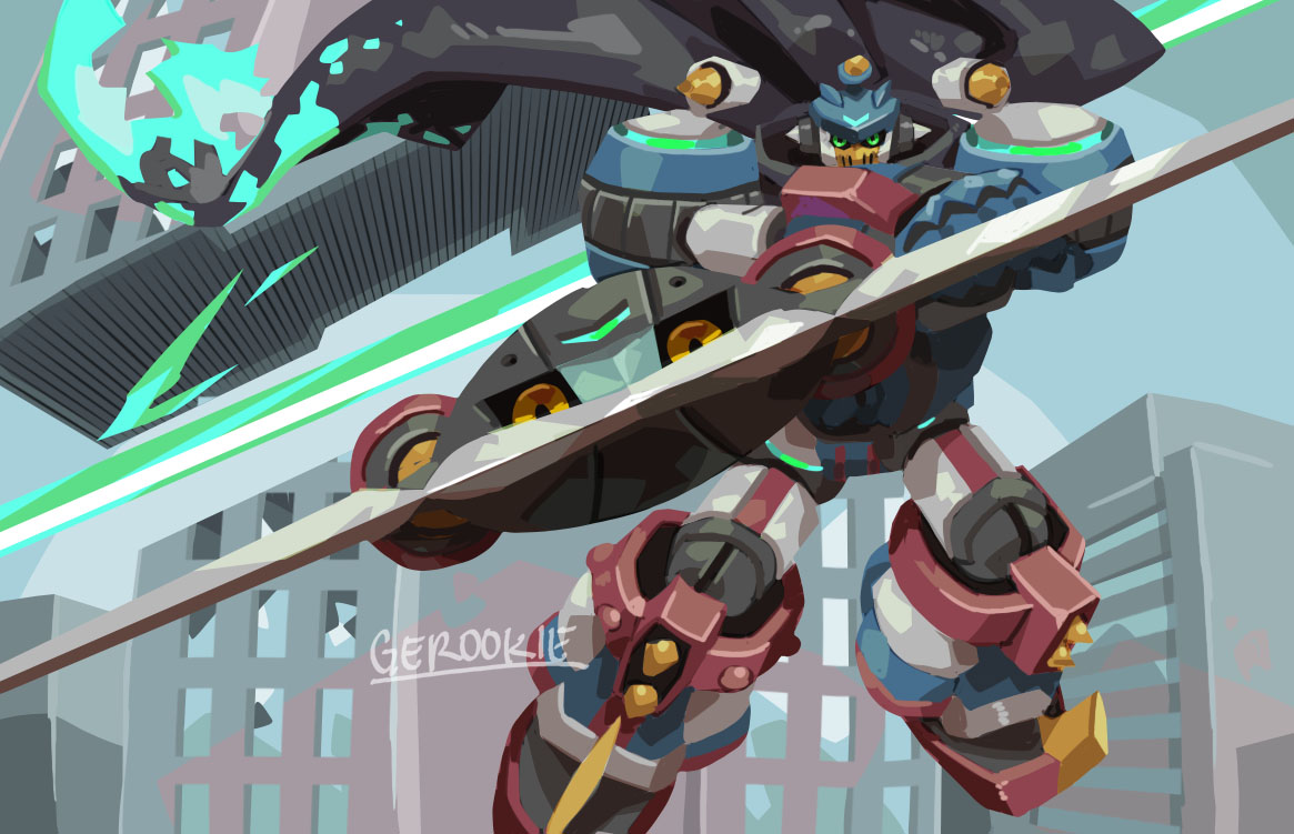 armor, black_cape, blue_armor, building, cape, digimon, digimon_(creature), full_body