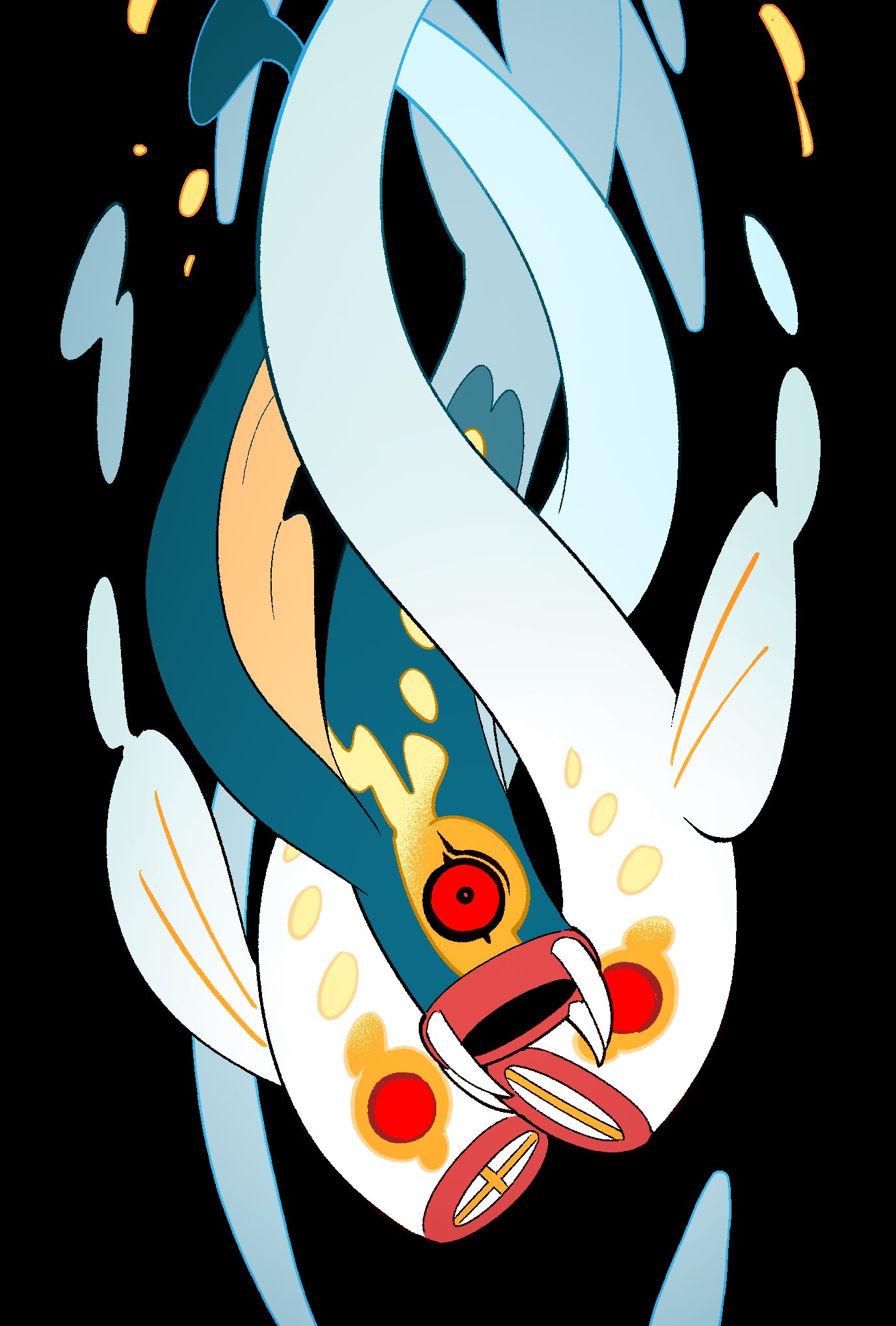animal_focus, blue_skin, colored_sclera, colored_skin, eel, eelektross, fangs, fish