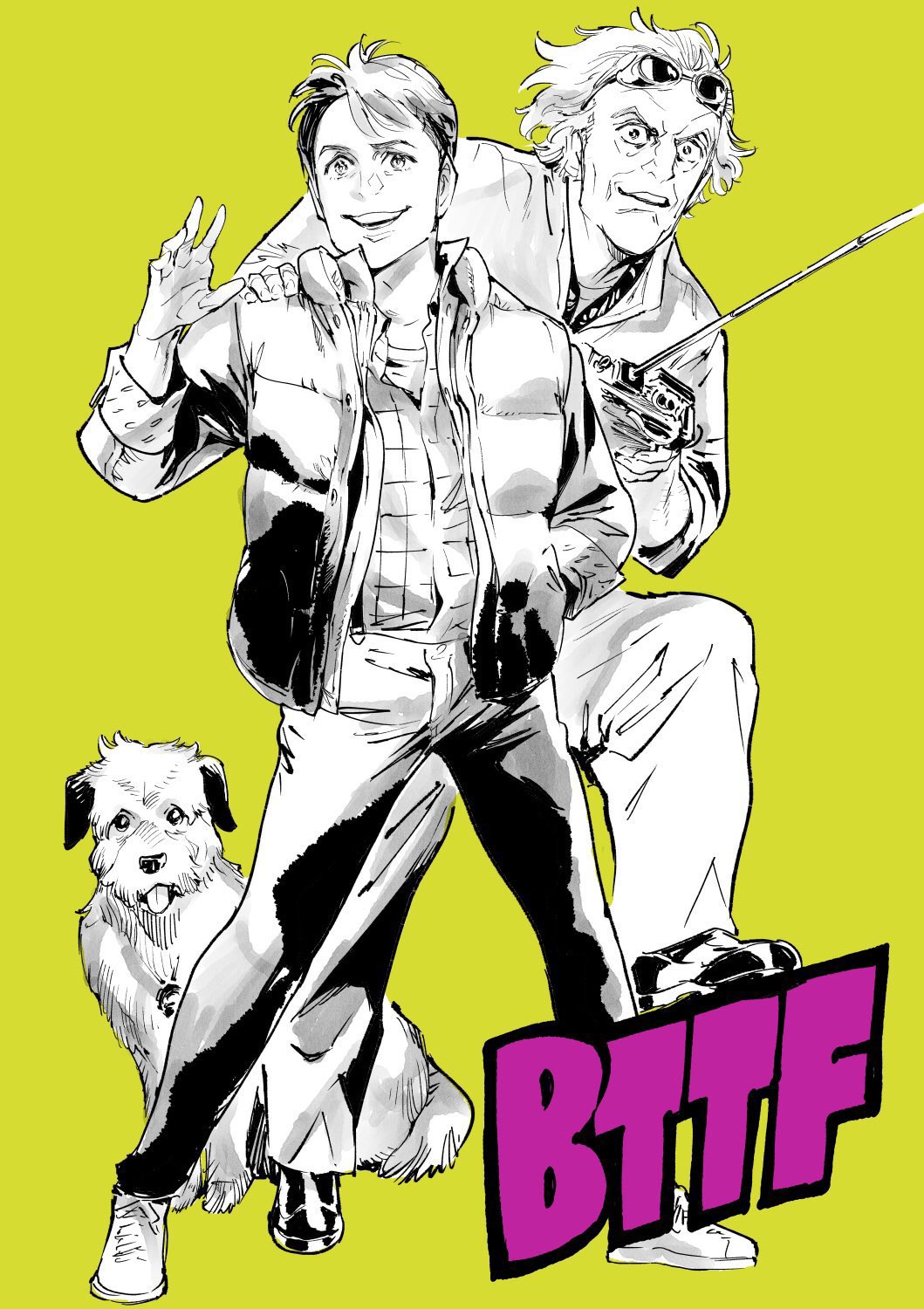 3boys, ahn_dongshik, back_to_the_future, checkered_clothes, checkered_shirt, collared_shirt, commentary_request, controller