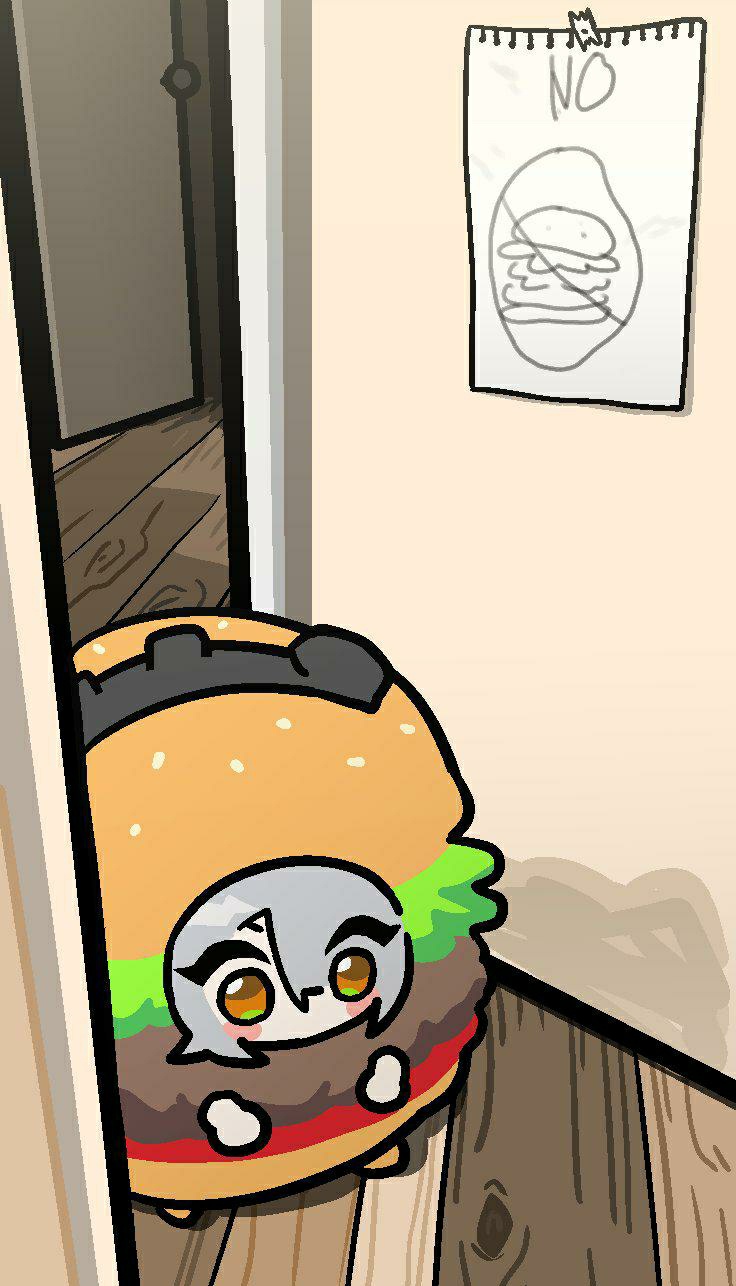 1girl, anby_demara, burger_costume, hamburger_costume, short_hair, zenless_zone_zero