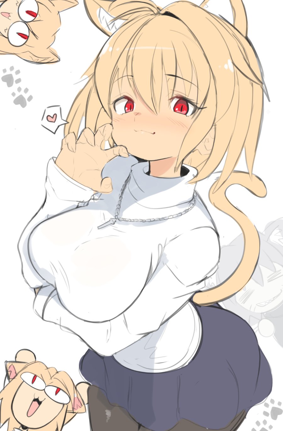 1boy, 3girls, ahoge, animal_ear_fluff, animal_ears, arcueid_brunestud, ass, blonde_hair