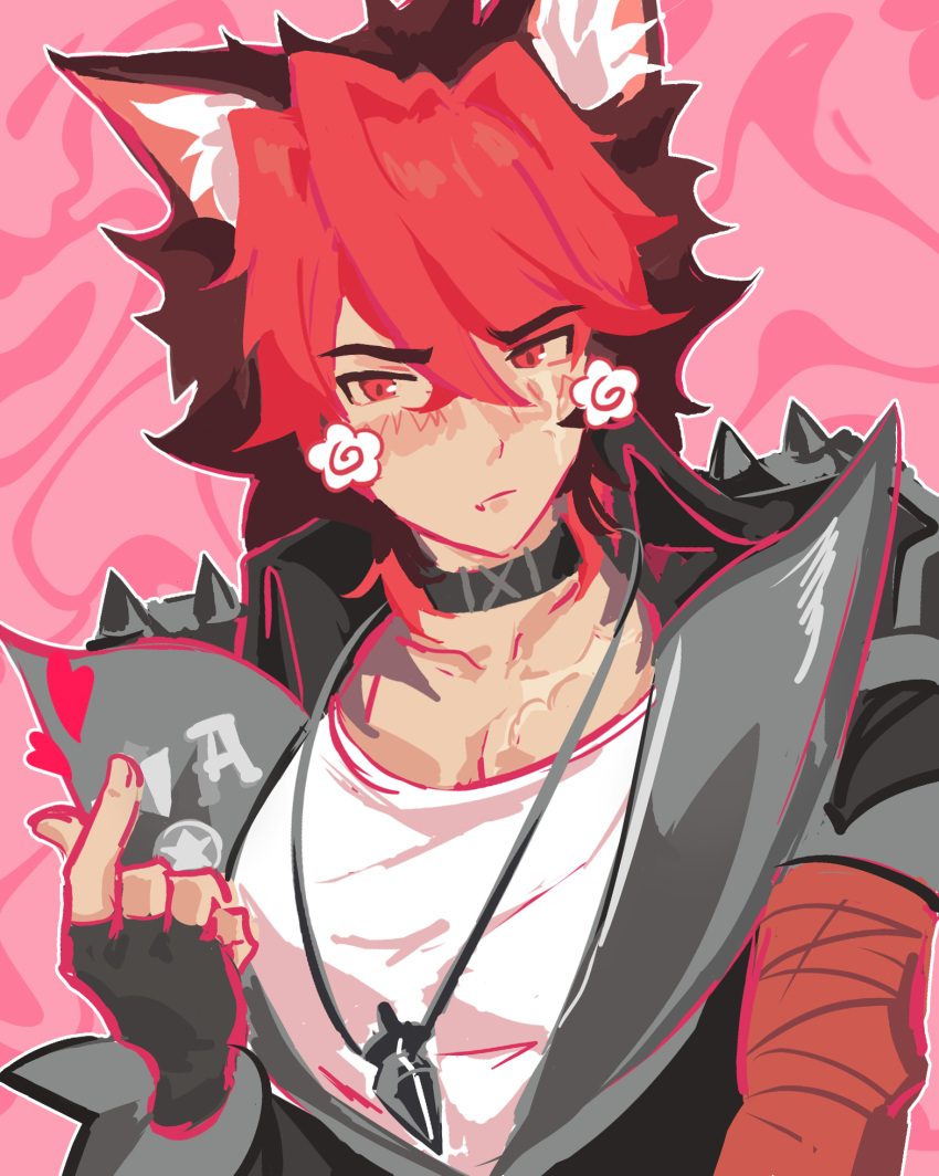 animal_ears, blush, cat_ears, choker, gakuran, highres, komano_manato, outline