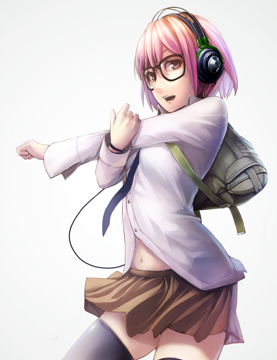 backpack, bad_id, bag, bracelet, brown_eyes, glasses, headphones, jewelry