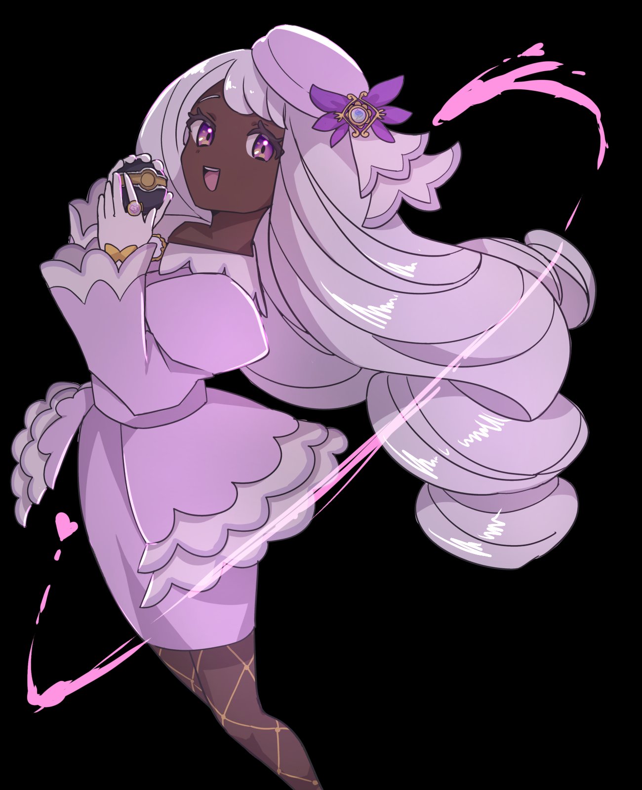 1girl, ascot, ayaka_488, black_background, dark-skinned_female, dark_skin, dress, frilled_ascot