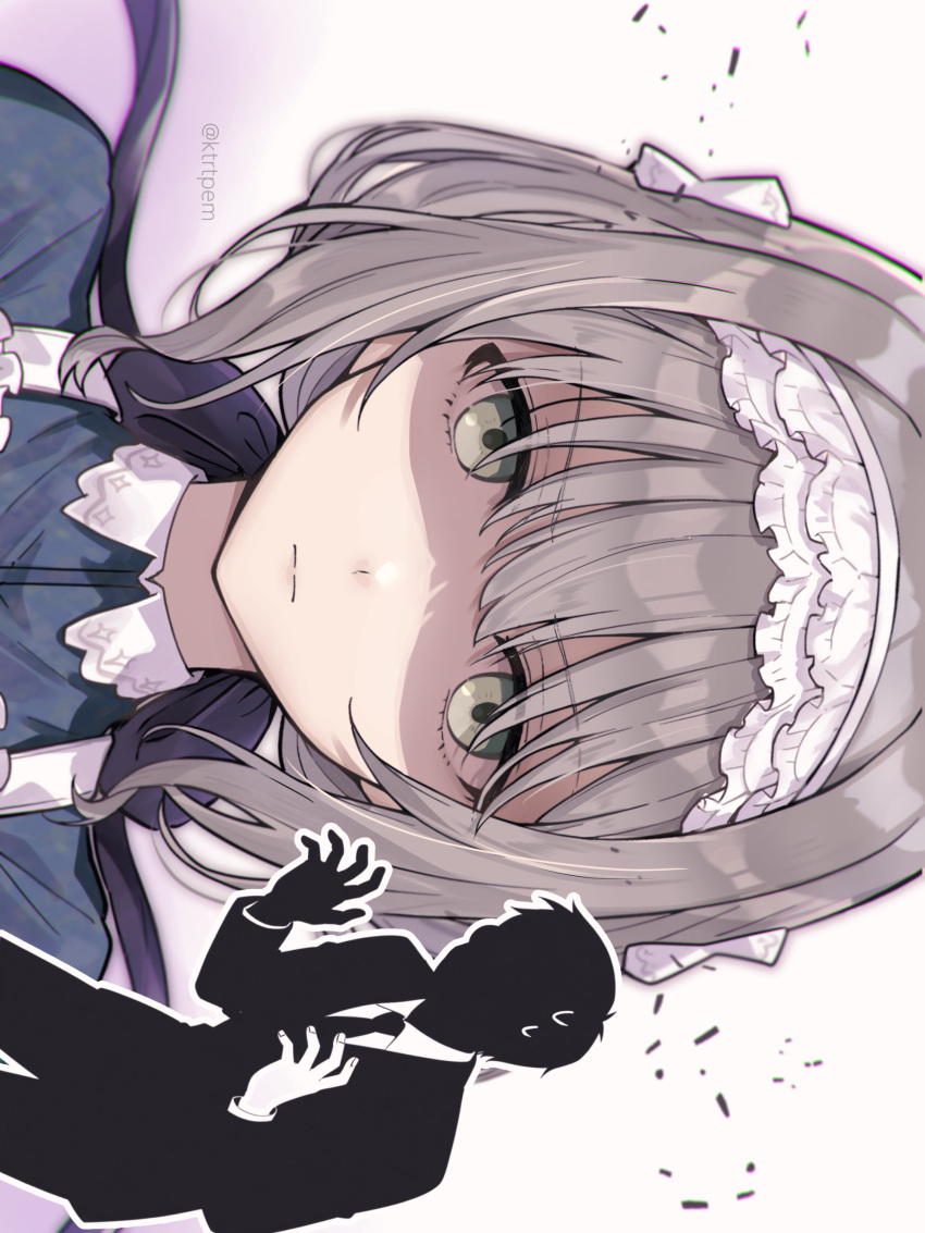 1boy, 1girl, absurdres, chromatic_aberration, closed_mouth, commentary_request, gakuen_idolmaster, green_eyes