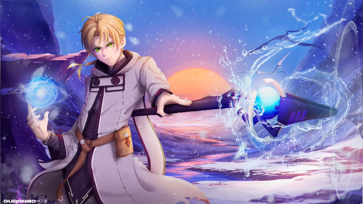 1boy, aqua_heartia, belt_pouch, blue_sky, brown_hair, casting_spell, cloak, durango-dg