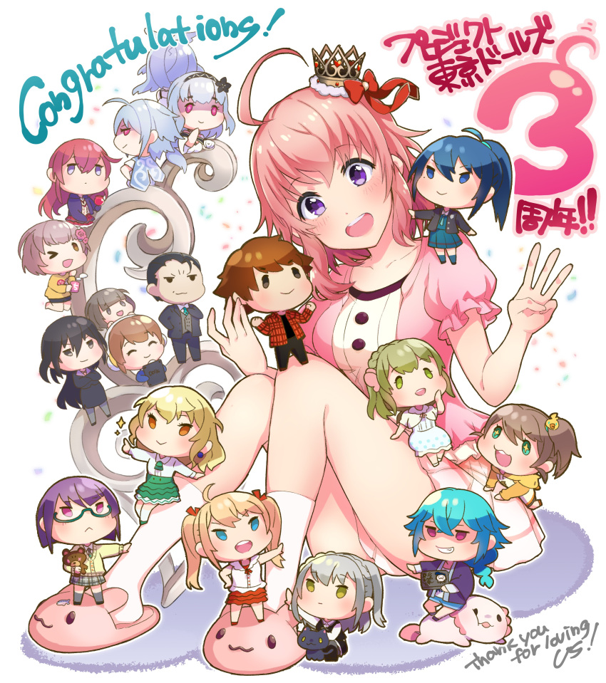 >_o, +_+, 2boys, 6+girls, :d, ^_^, absurdres, ahoge