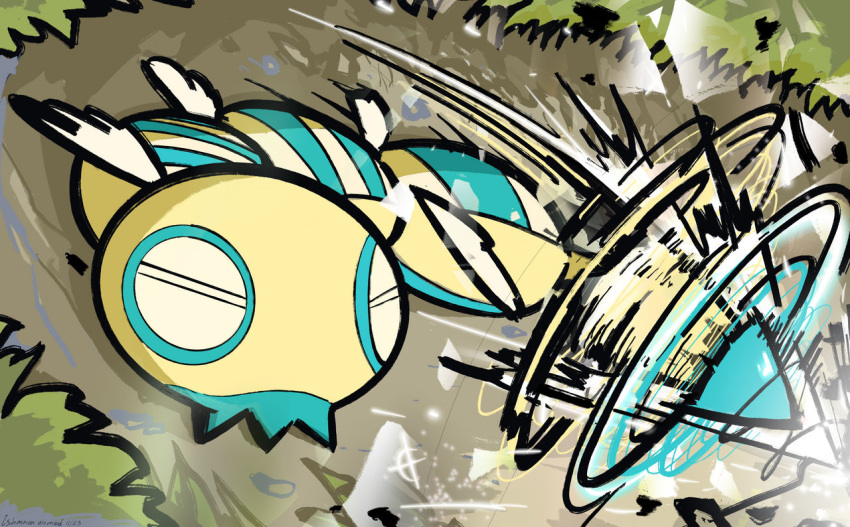 animal_focus, closed_mouth, commentary, commission, drill, dudunsparce, dudunsparce_(three-segment), english_commentary