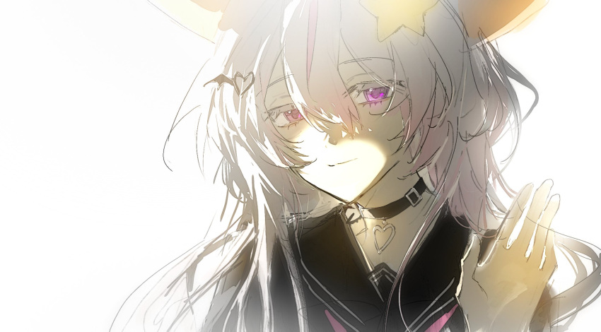 1girl, animal_ears, annytf, black_choker, black_sailor_collar, black_serafuku, choker, closed_mouth