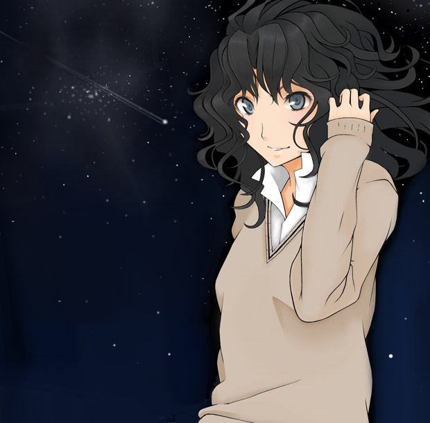 amagami, night, night_sky, school_uniform, shingo, shingo_(s405315), sky, solo, sweater, tanamachi_kaoru
