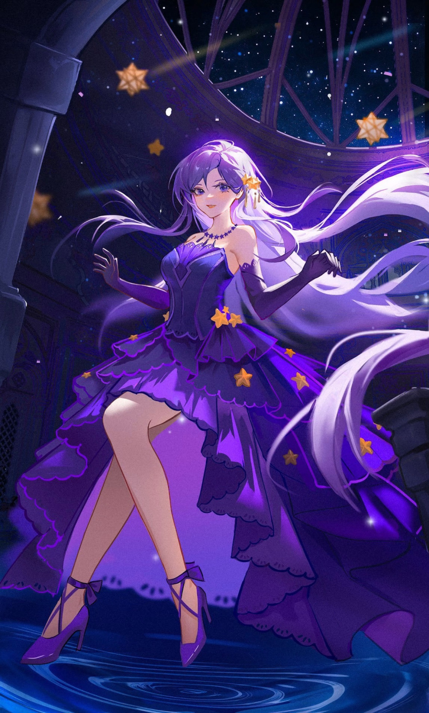 1girl, ankle_bow, bad_source, bare_legs, bare_shoulders, bow, bu_hui_huahua_de_youyu_tiao, chinese_commentary