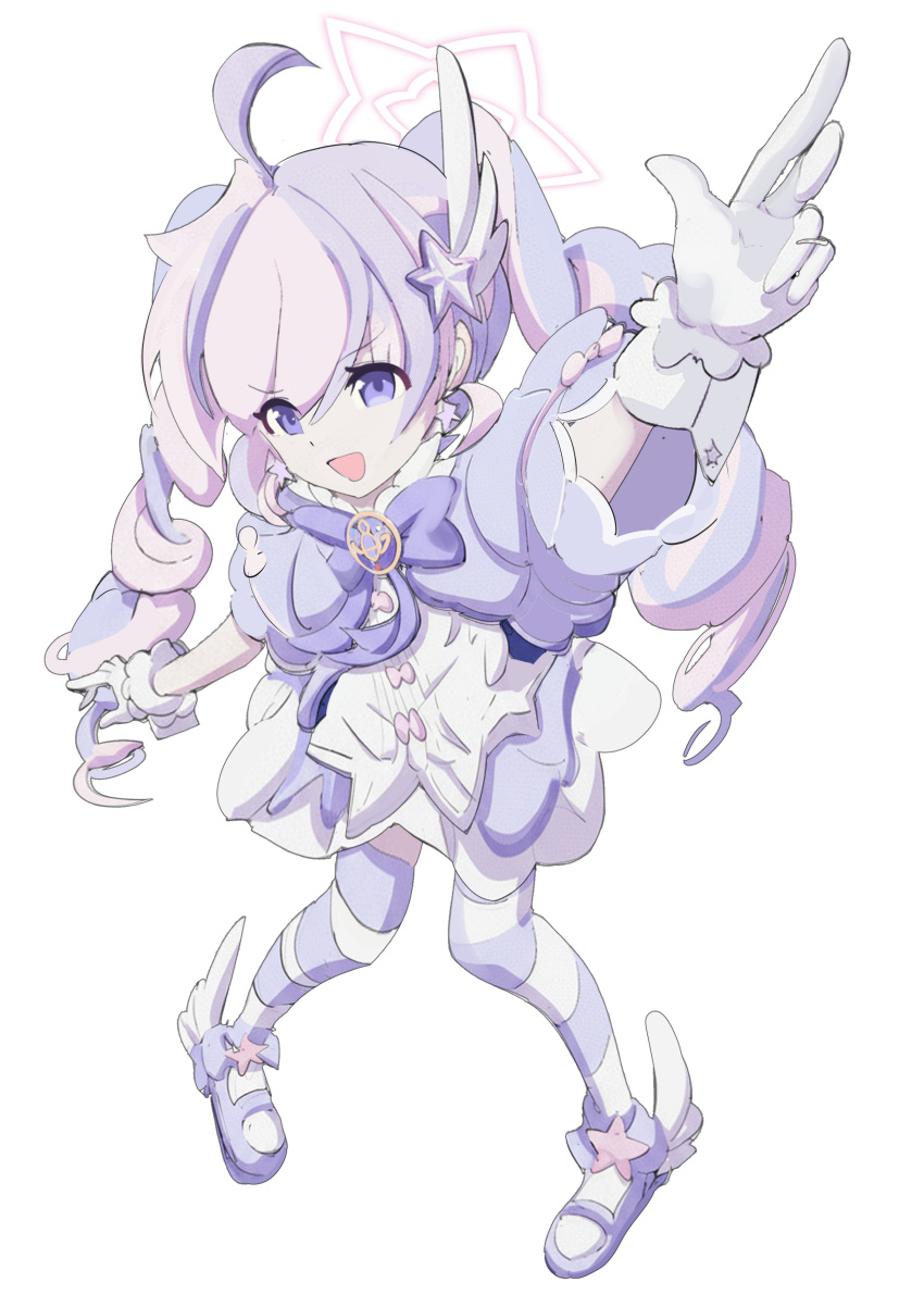 1girl, :d, absurdres, ahoge, blue_archive, bow, bowtie, commentary