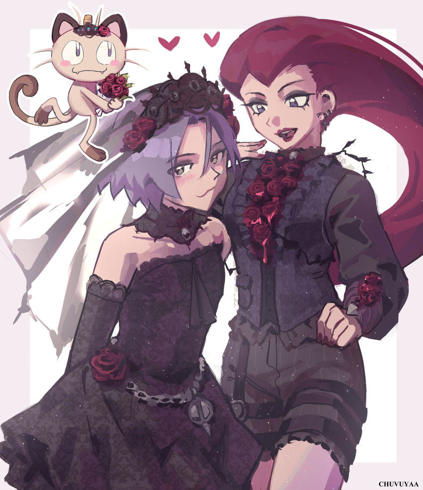 1boy, 1girl, absurdres, ada_mesmer, ada_mesmer_(cosplay), ada_mesmer_(everlasting_night), black_dress, chuvuyaa