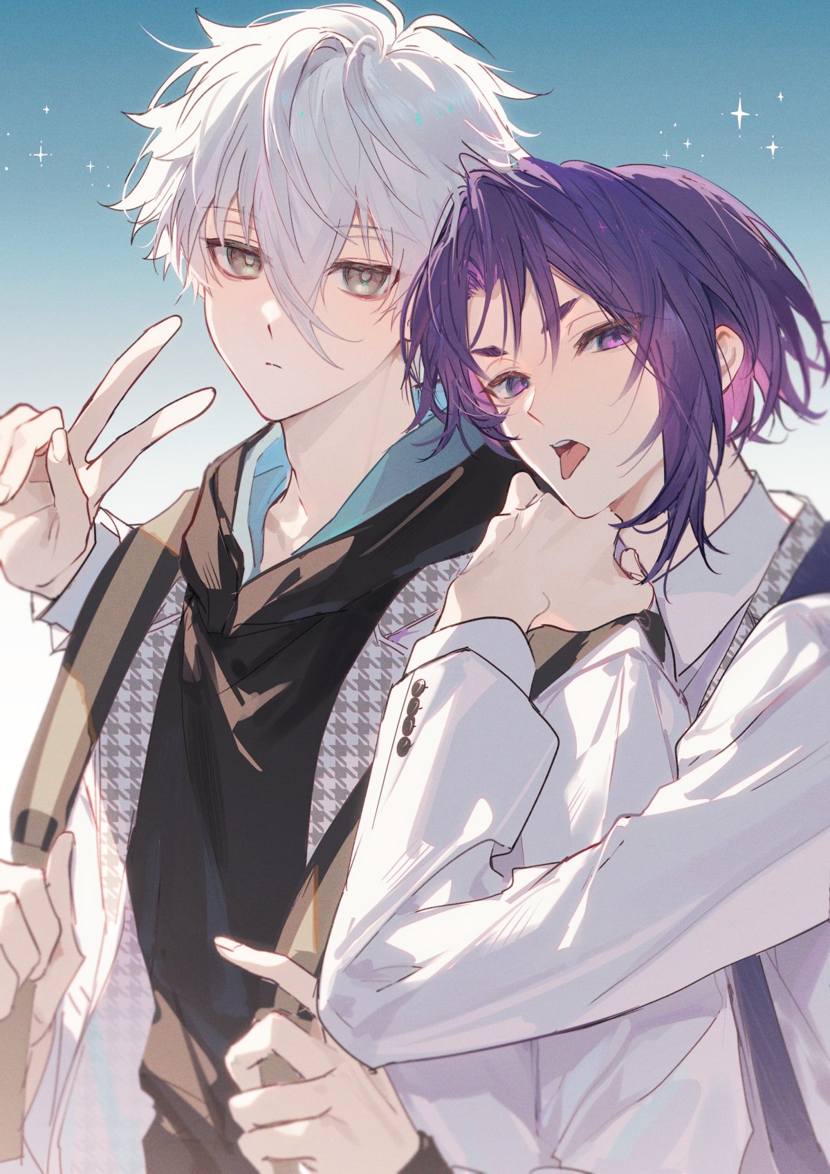 2boys, backpack, bag, blue_lock, buttons, closed_mouth, commentary, doran_(doran7280)