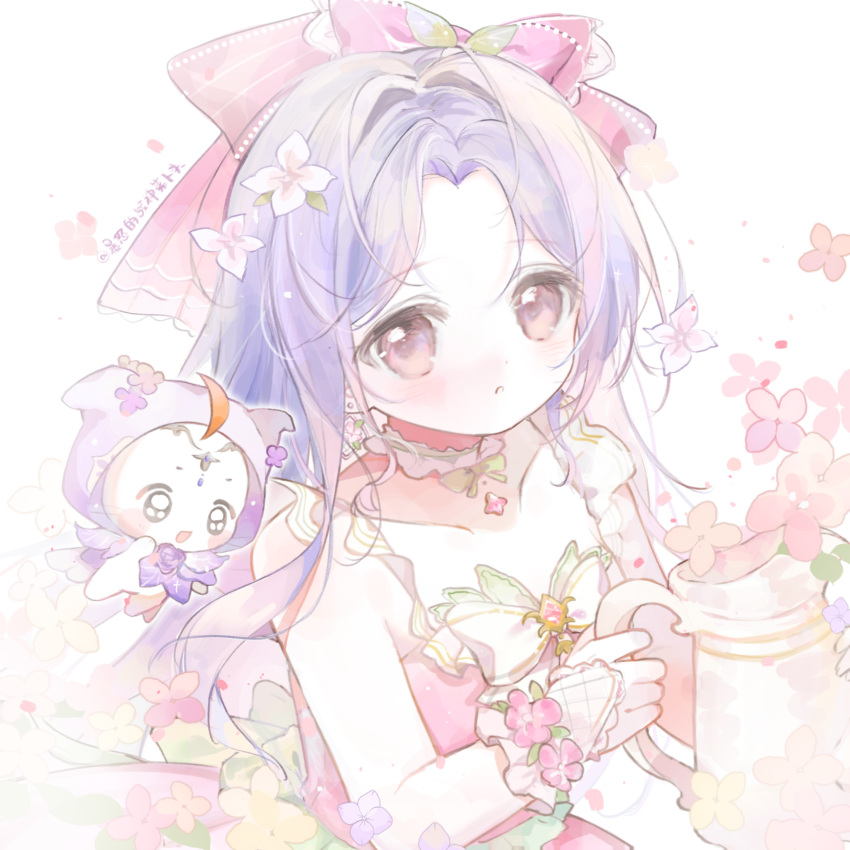 1girl, :o, ahoge, animal, argyle_clothes, argyle_gloves, back_ribbon, baonu_de_zhanshen_caibutou