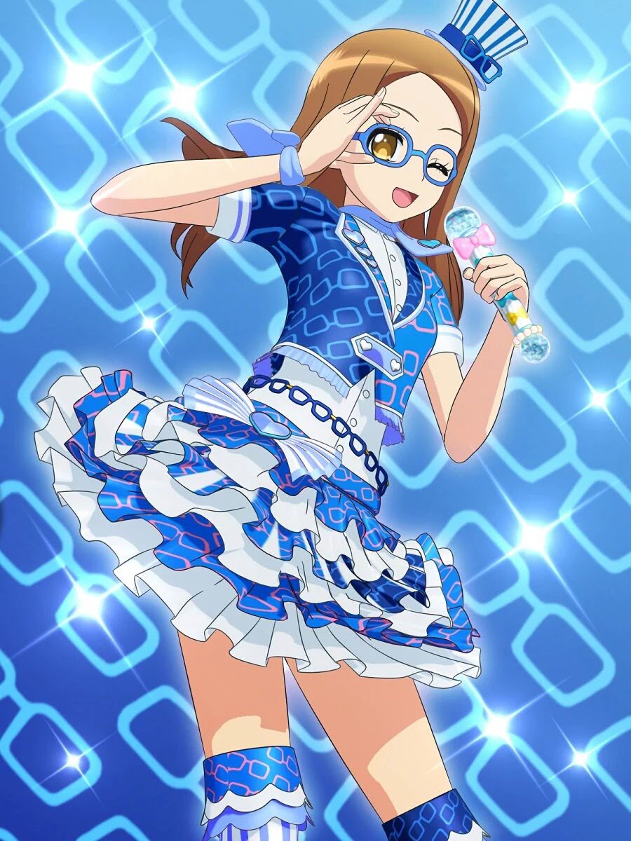 1girl, 3d, adjusting_eyewear, akai_meganee, belly_chain, blue-framed_eyewear, blue_background, blue_jacket